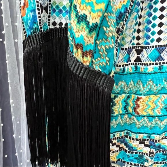 Love Tease Fringe Boho Retro Kimono Cardigan size large - Picture 9 of 10